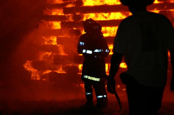 Firemen working