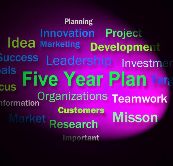 Five Year Plan Words Means Strategy For Next 5 Years