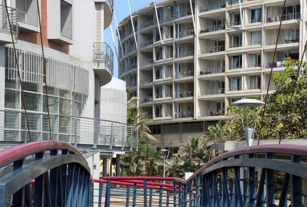 Flats in the building over the bridge