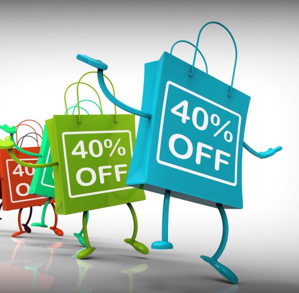 Forty-Percent Off Bags Show Sales and 40 Discounts