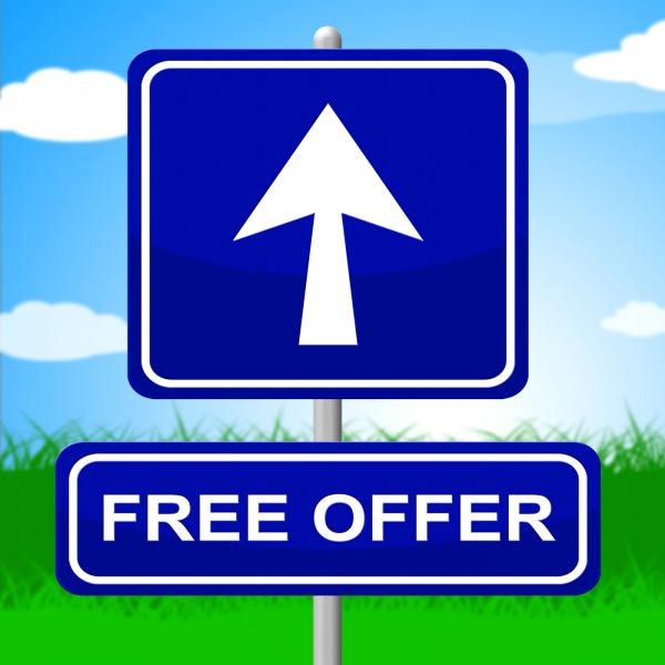 Free Offer Sign Represents With Our Compliments And Advertisement