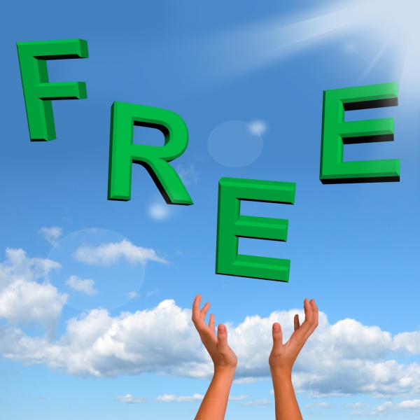 Free Word Falling In Green Showing Freebies and Promotions