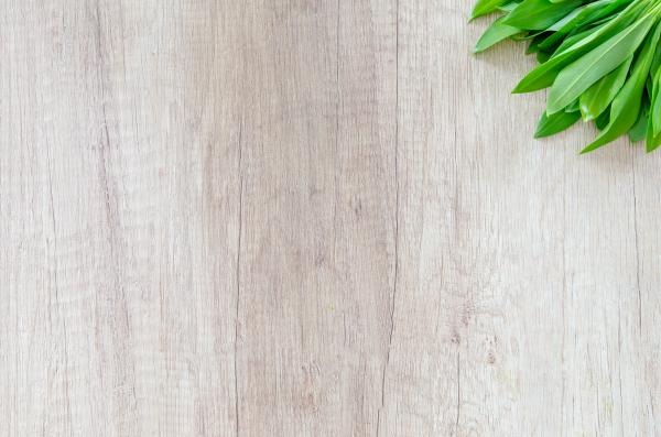 Fresh Bear Garlic on Wooden