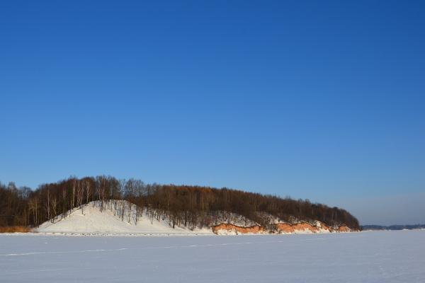 Frozen lake and shores