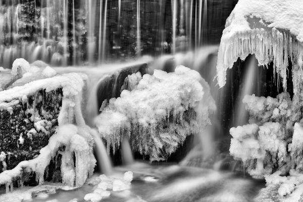 Frozen Phantom Falls - Black and White HDR