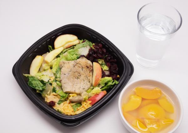 Fruit, salad and water