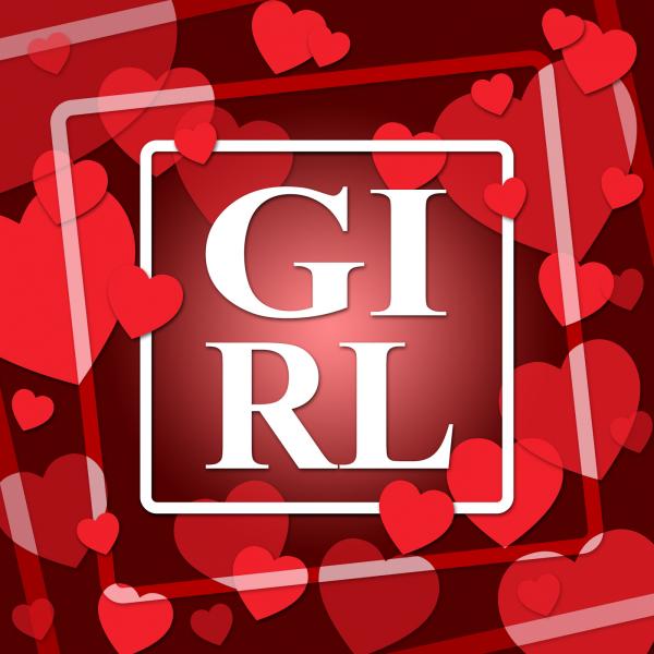 Girl Hearts Means Young Woman And Lady