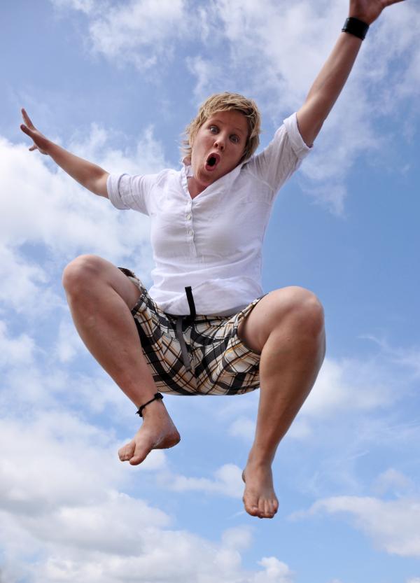 Girl jumping in the air