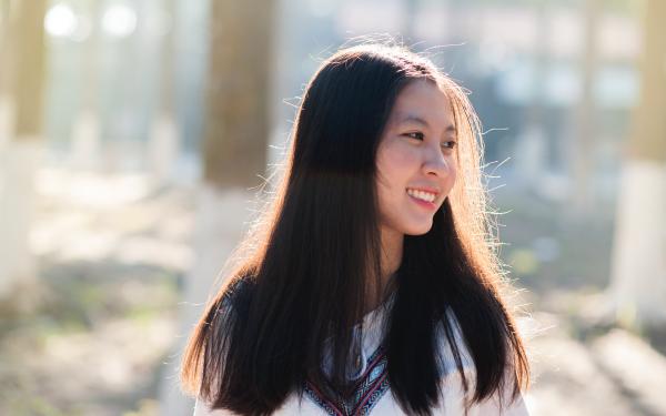 Girl Wearing Drawstring Shirt