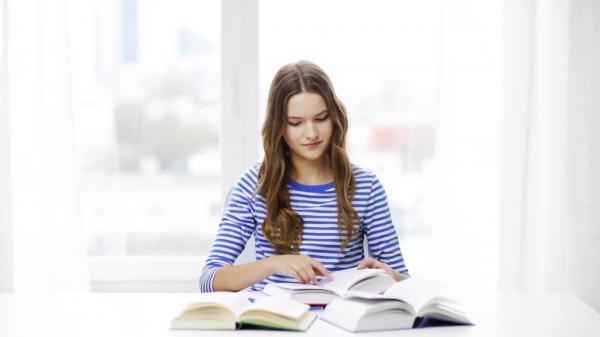 Girl with books