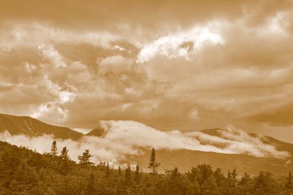 Glowing White Mountain Clouds - Sepia Cream Dream