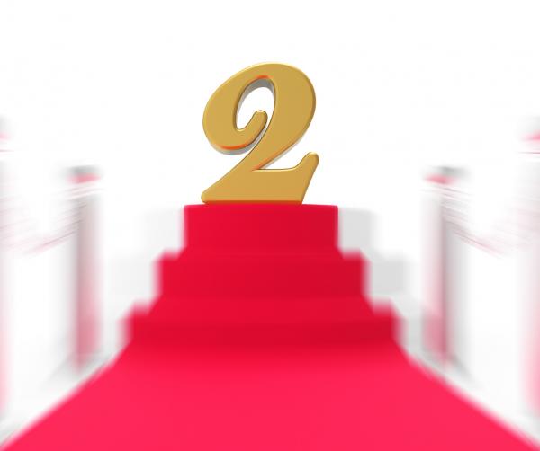 Golden Two On Red Carpet Displays Movies Awards Or Second Place