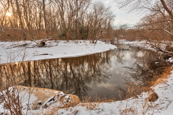 Golden Winter Hour of Rock Creek - HDR