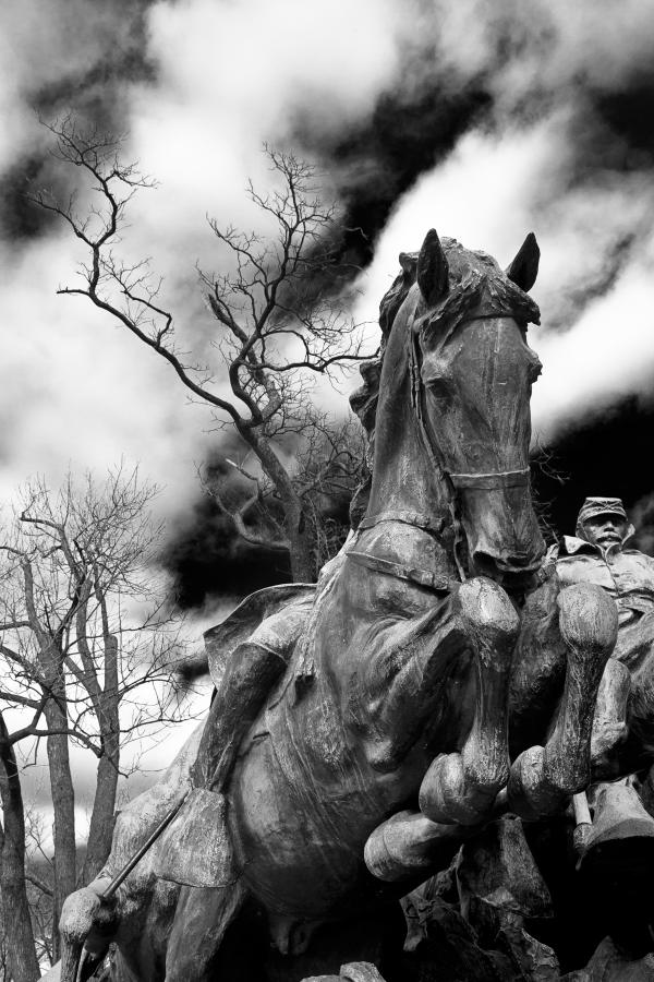 Grant Cavalry Statue - Black & White