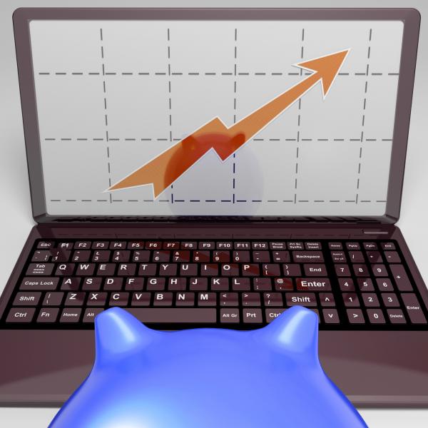 Graph On Screen Shows Increase Sales Achievement