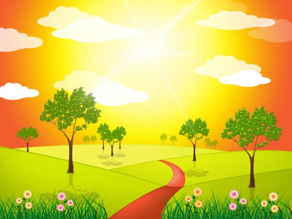 Grass Countryside Indicates Solar Scene And Sunny