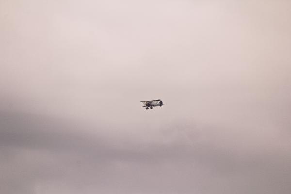 Gray and Black Biplane