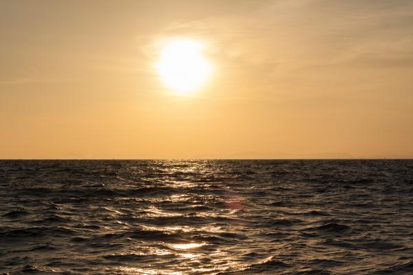 Gray Rippling Sea Water during Dusk
