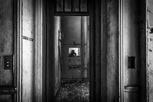 Grayscale Photo of House Interior