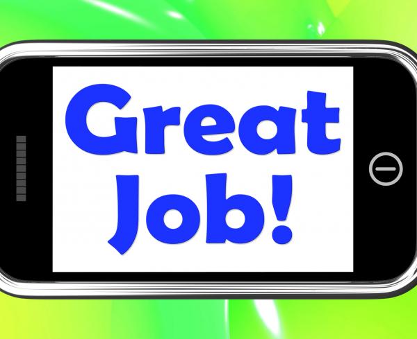 Great Job On Phone Shows Praise Appreciation Or Approval