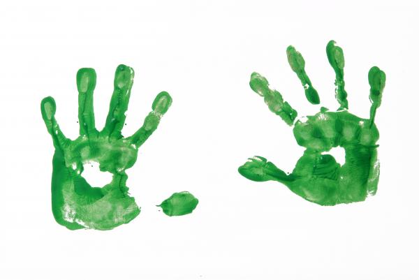 Green handprints