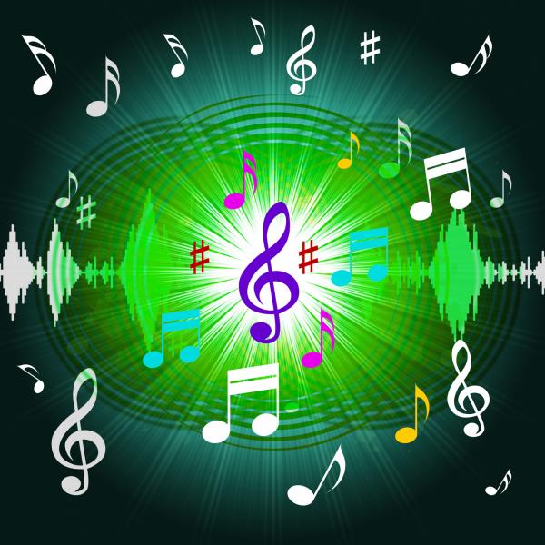 Green Music Background Shows Shining Discs And Classical