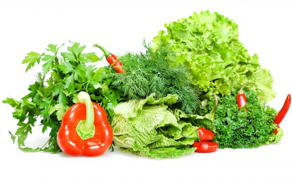 greens and peppers