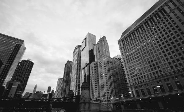 Greyscale Photo of High Rise Buildings