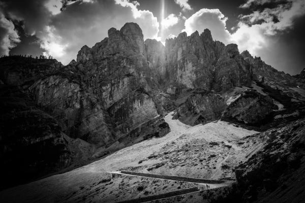 Greyscale Photography of Mountain Under Clouds