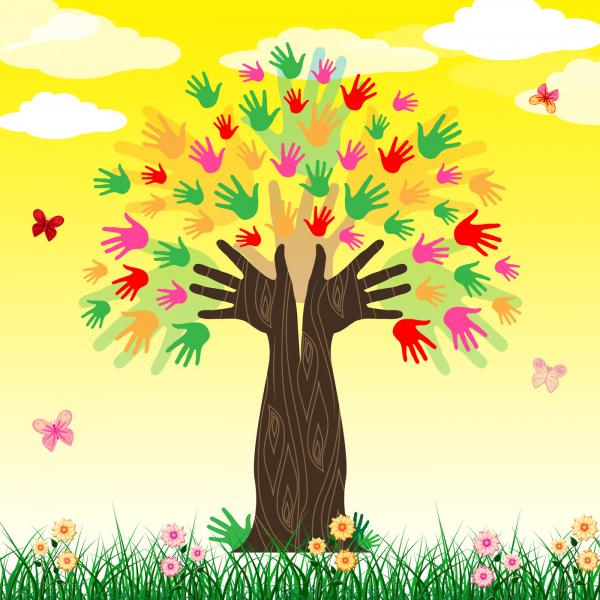Growth Hands Means Artwork Colorful And Develop
