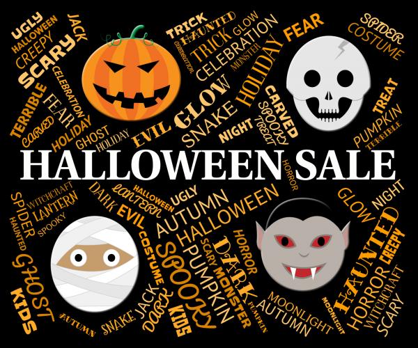 Halloween Sale Represents Trick Or Treat And Celebration