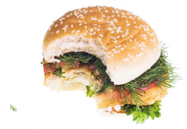 Hamburger with a bite