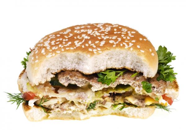 Hamburger with a bite