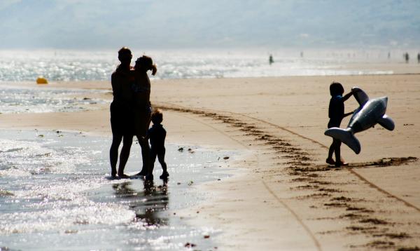 Happy family on the beach