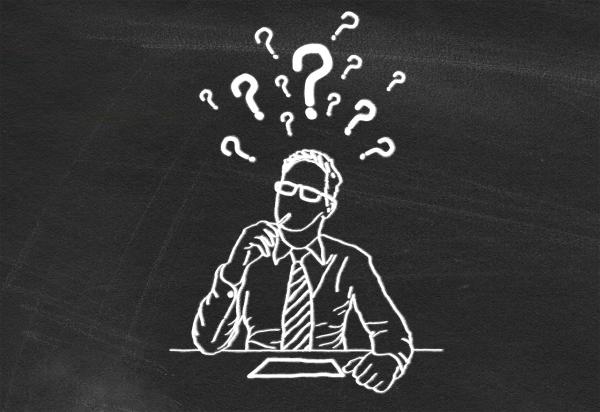 Having Doubts - Drawing of a Man on Blackboard - Illustration