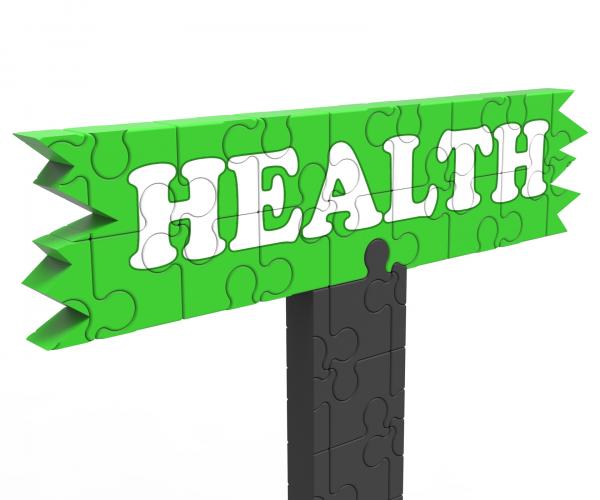 Health Sign Shows Healthcare Wellbeing Condition