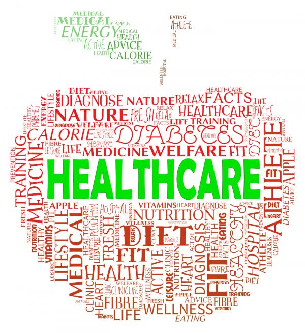Healthcare Apple Means Medical Wellbeing And Wellness