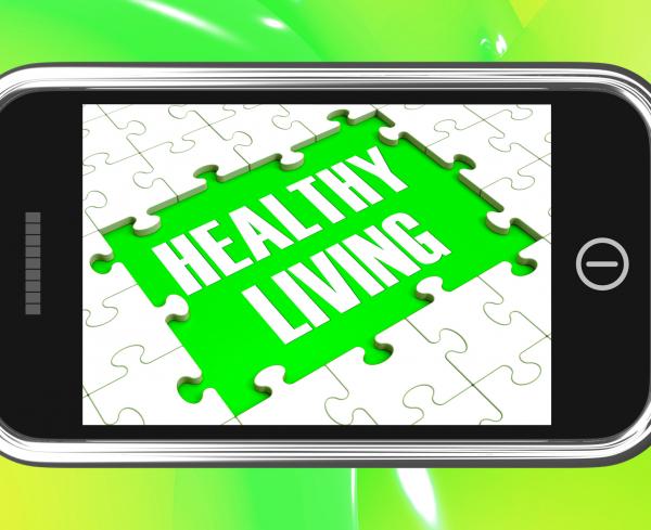 Healthy Living On Smartphone Showing Health Diet