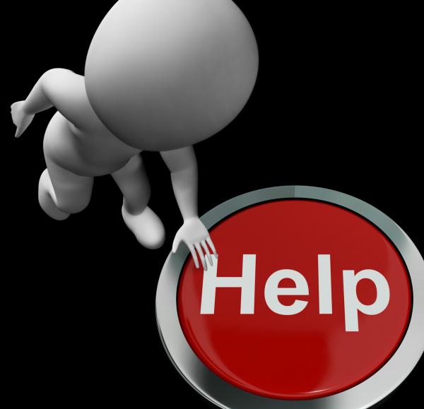 Help Button Means Aid Assistance Or Service
