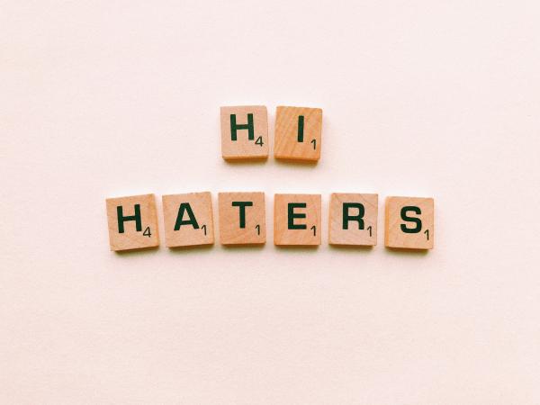 Hi Haters Scrabble Tiles on White Surface