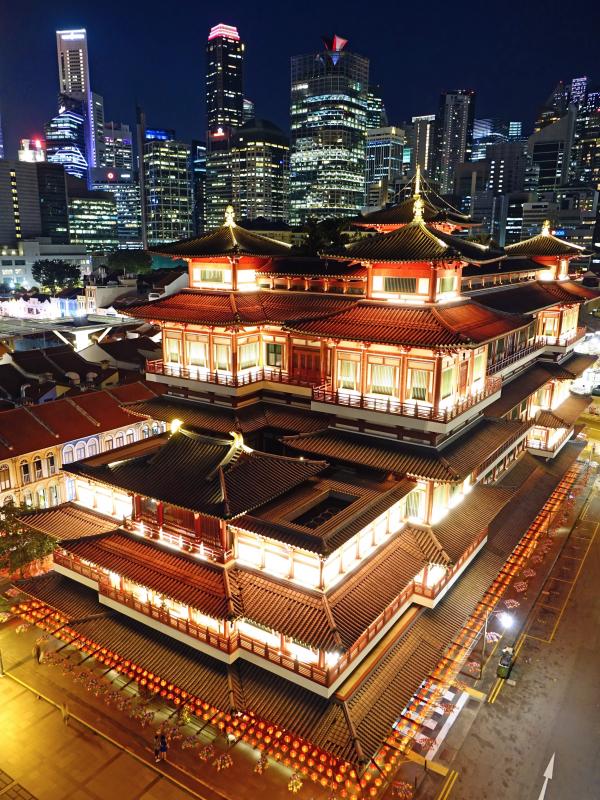 High Angle View of Illuminated Cityscape at Night