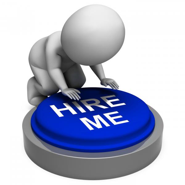 Hire Me Button Means Job Candidate Or Contractor