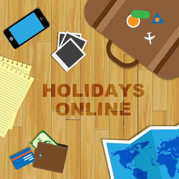 Holidays Online Means Vacations Website And Break