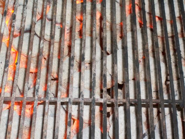 Hot coals in grill