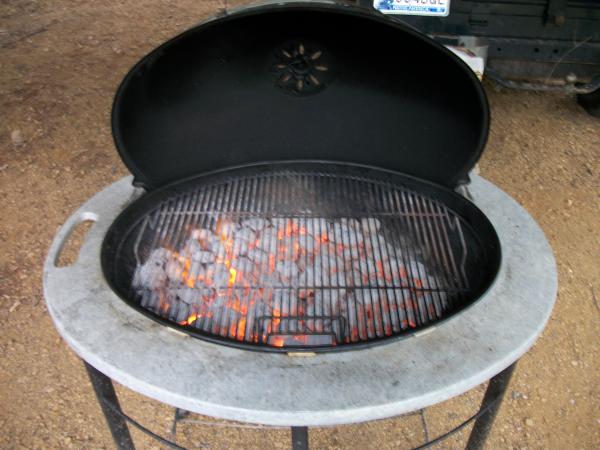 Hot coals in grill