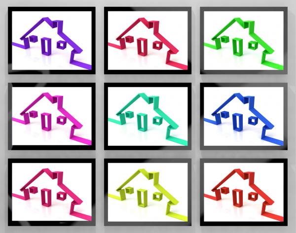Houses On Monitors Showing Apartments Buildings