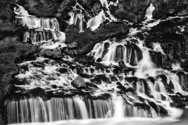 Hraunfossar Cascades - Black & White