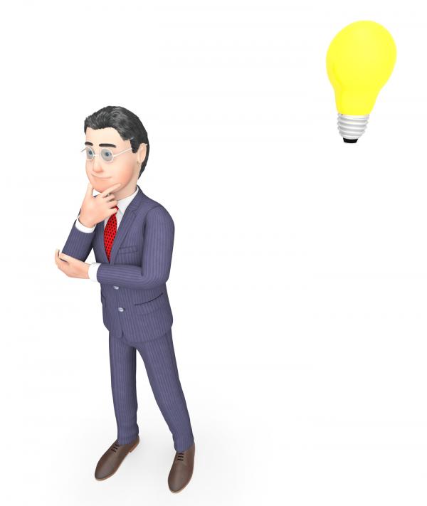 Idea Lightbulb Means Think About It And Businessman 3d Rendering