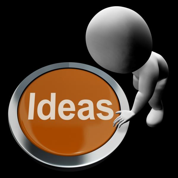 Ideas Button Means Improvement Concept Or Creativity