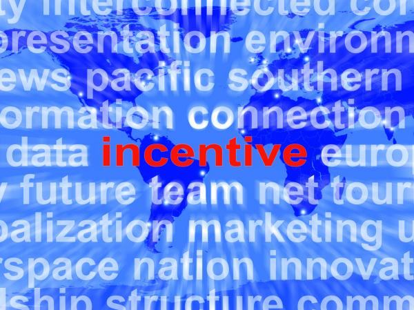 Incentive Word Cloud Shows Bonus Inducement Reward